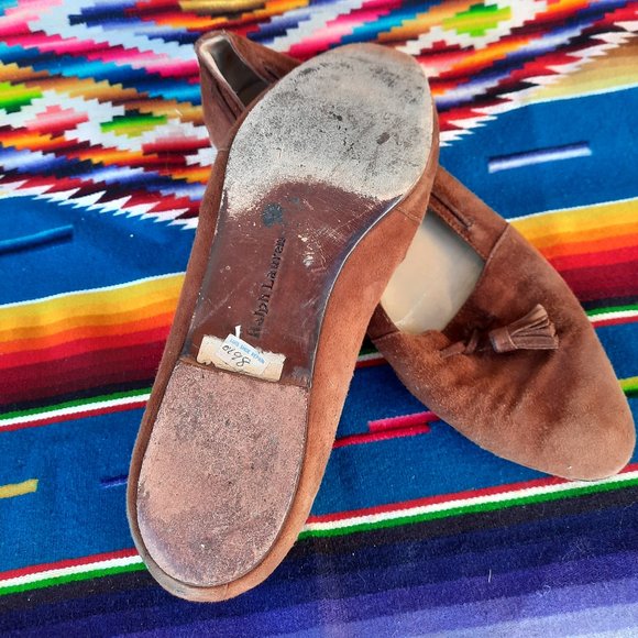 Ralph Lauren Womens Suede  Tassel Loafer 8 1/2 B Vintage made in Italy - Picture 5 of 6